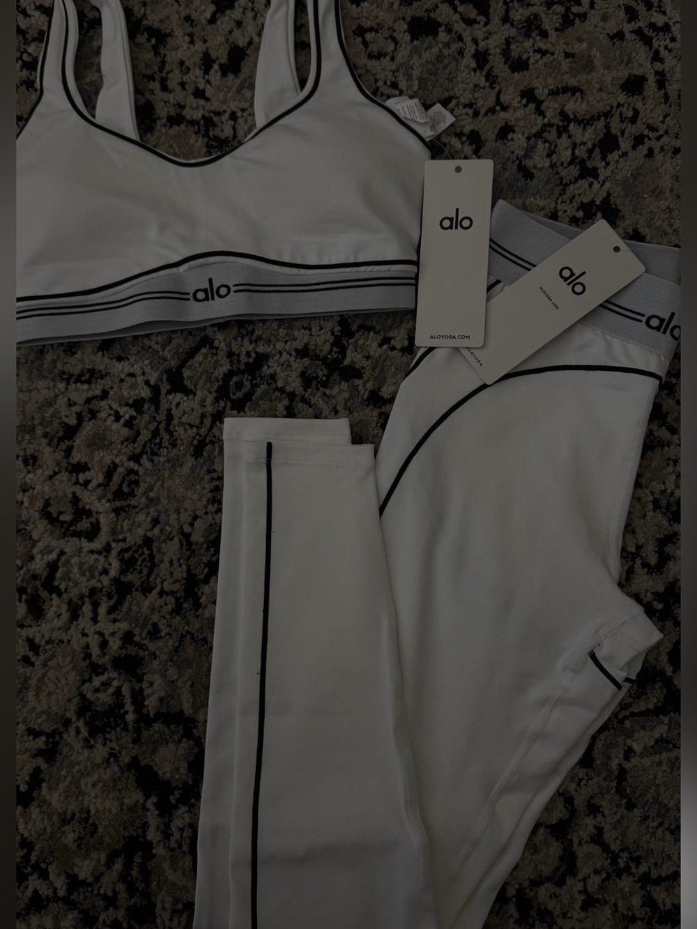 ALO Yoga Men’s White Undershirt with Black Piping